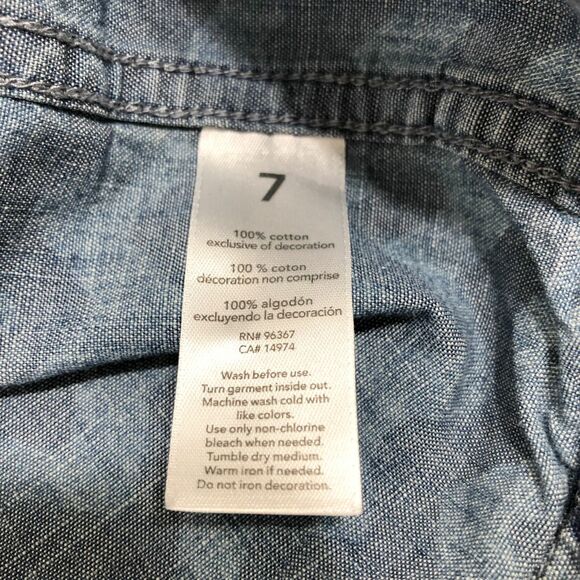 Oshkosh B'Gosh Blue Chevron Chambray Denim Long Sleeve Shirt Kids Boys 7 - Picture 5 of 5